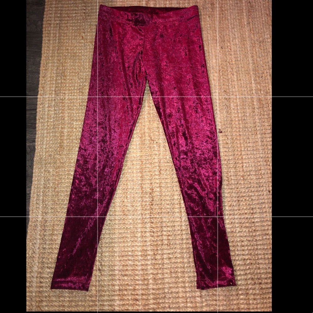 Burgundy Velvet Leggings
